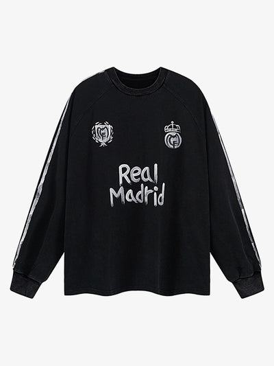 Graffiti Washed Jersey Sports Sweatshirt