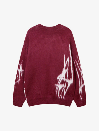 Jacquard Graffiti Round Neck Sweater