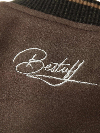 Siamese Cat Embroidery Leather Bomber Jacket - 2217
