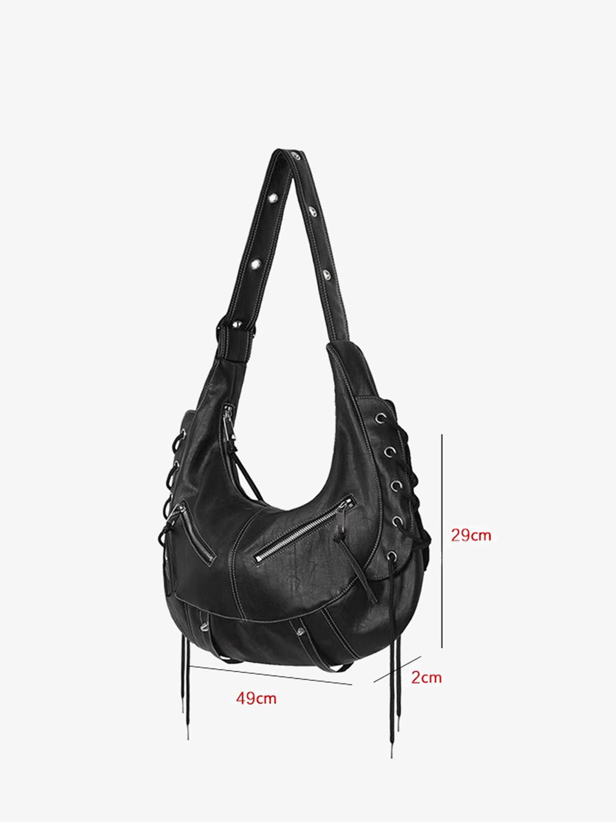 Lace-up Punk Motorcycle Metal Zipper Tote Bag
