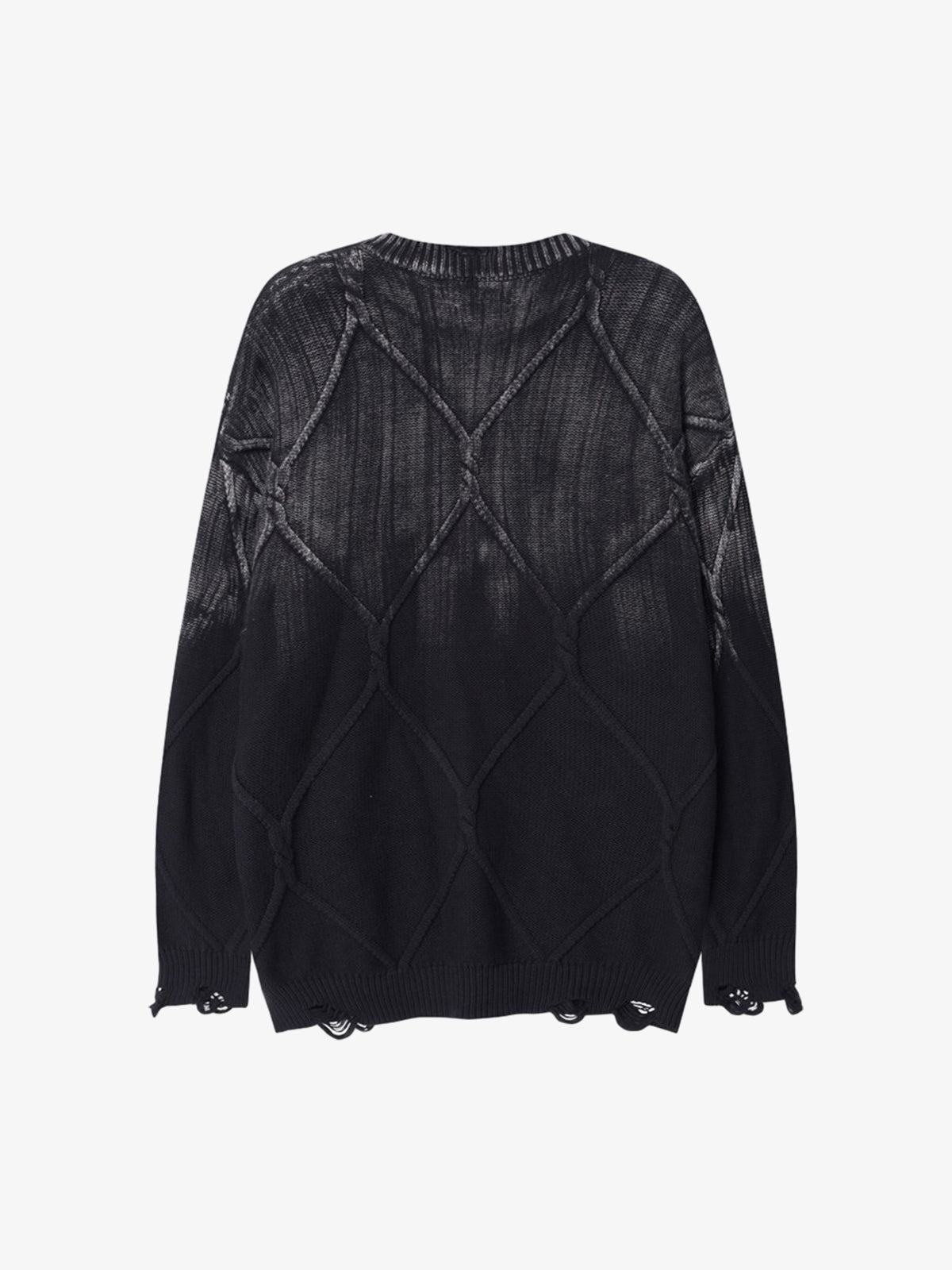 Paint Spray Hole Cable Crewneck Sweater