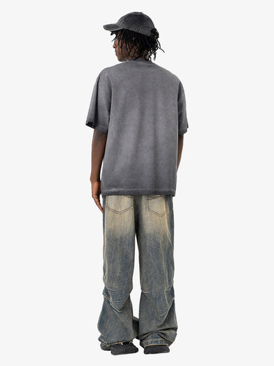 Vintage Gradient Spray Letter Print T-shirt