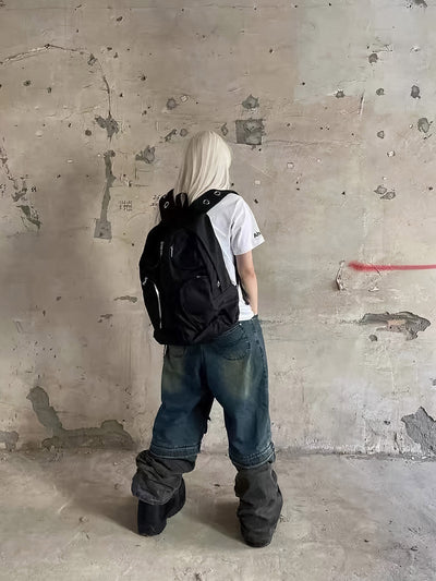 Metal Partition Multi-Pocket Nylon Backpack
