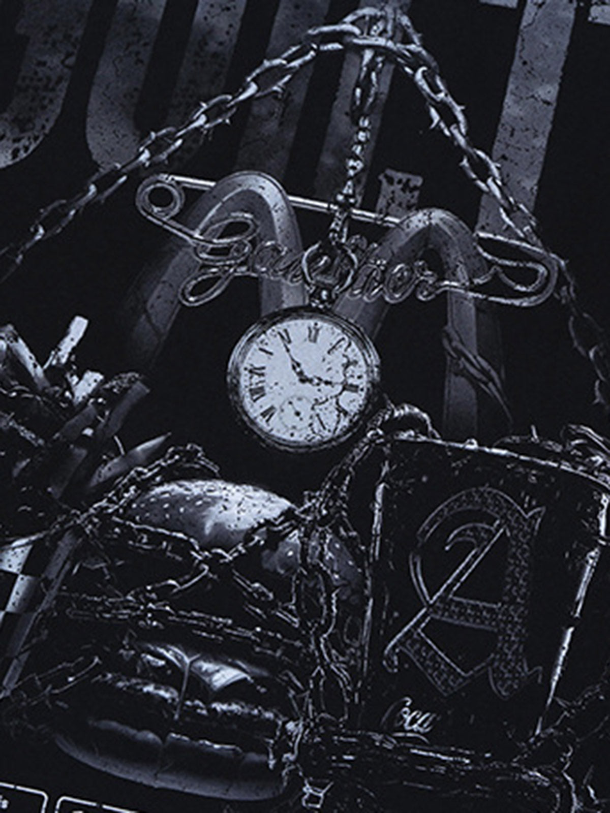 Vintage Chain Watch Print T-shirt
