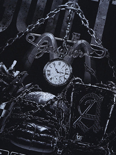 Vintage Chain Watch Print T-shirt