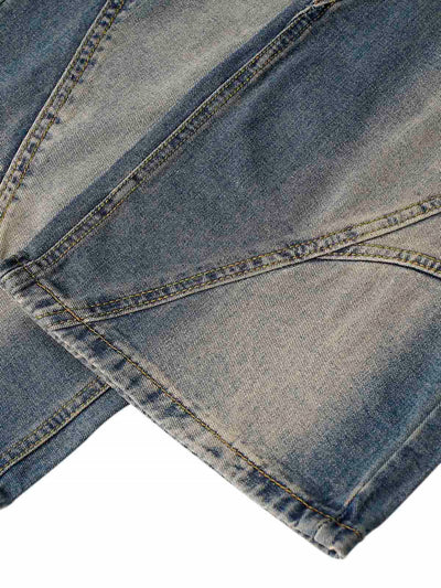 Washed Distressed Baggy Jeans - 2233