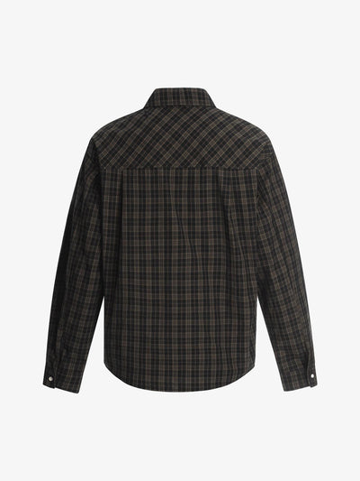 Street Print Lettering Plaid Long-Sleeve Shirt