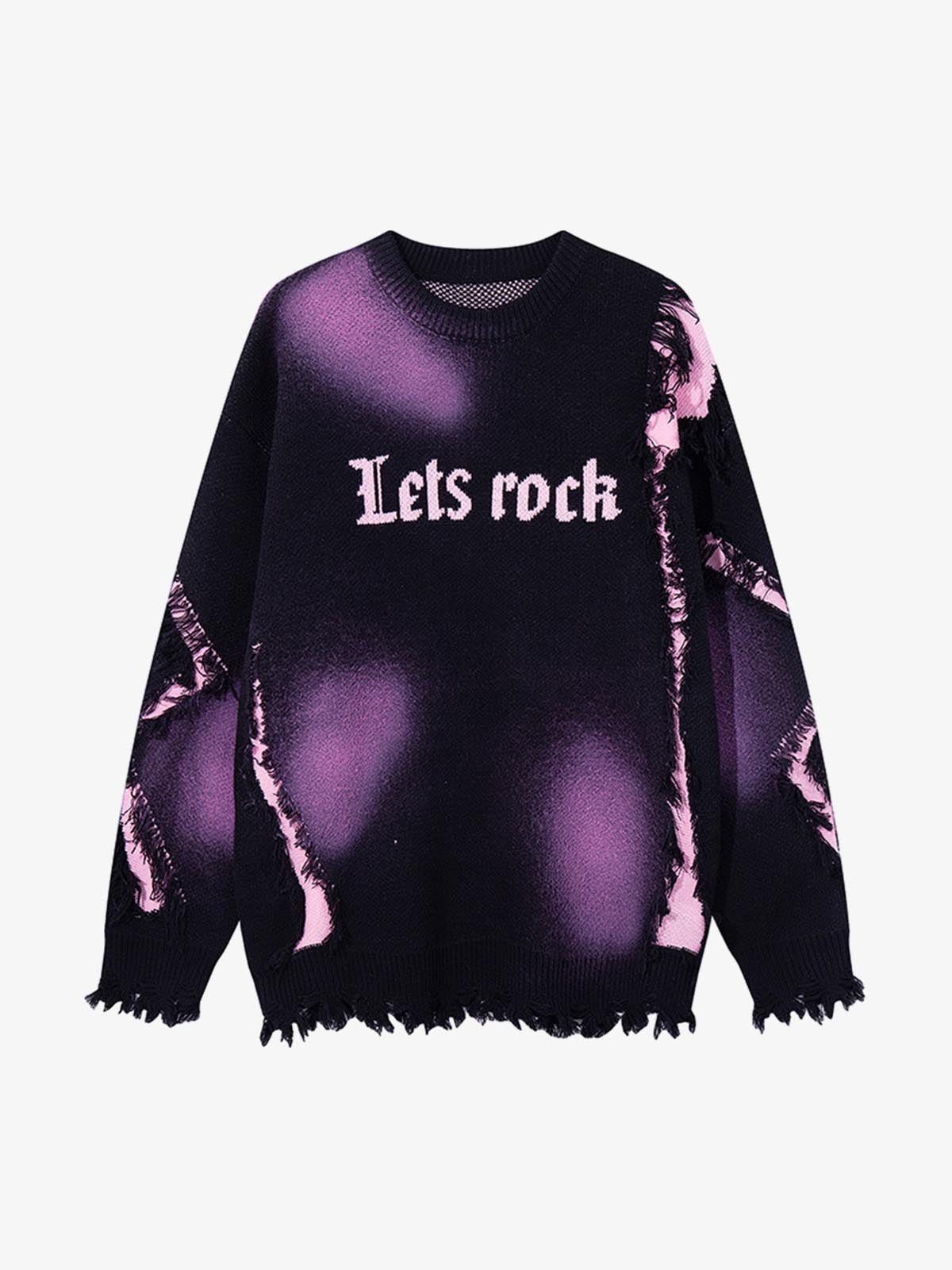 Raw Edge Damaged Dirty Dyed Niche  Sweatshirt