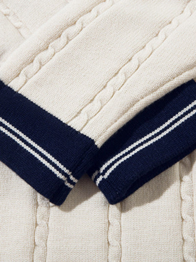 Retro College Polo Collar Knit Sweater