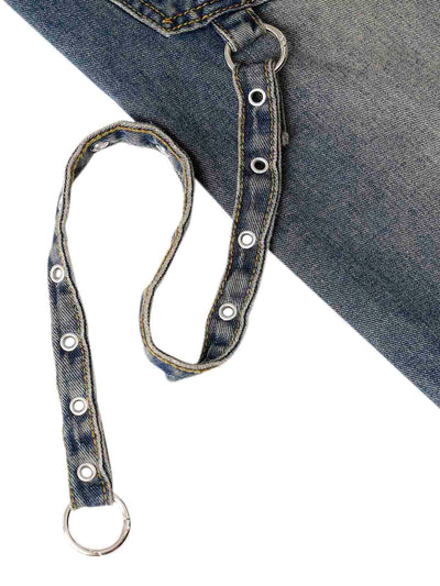 Washed Distressed Baggy Jeans - 2233