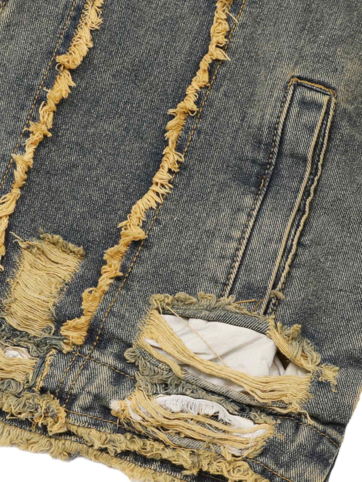 Raw Edge Distressed Denim Jacket