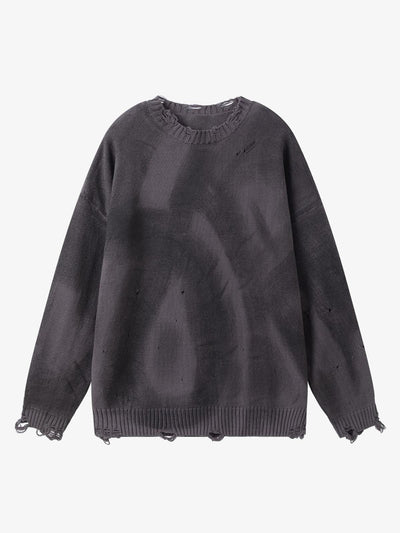 Inkjet Damaged Knitted Sweater