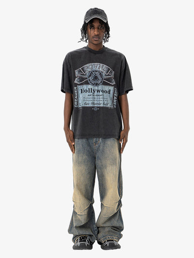 Vintage-Inspired Graphic Washed T-Shirt
