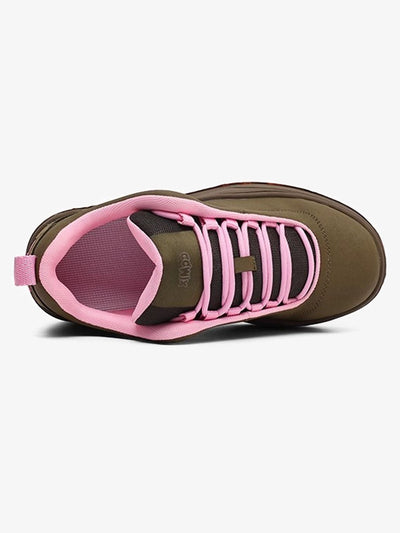 Retro Pink And Brown Thick-soled Casual Sneakers