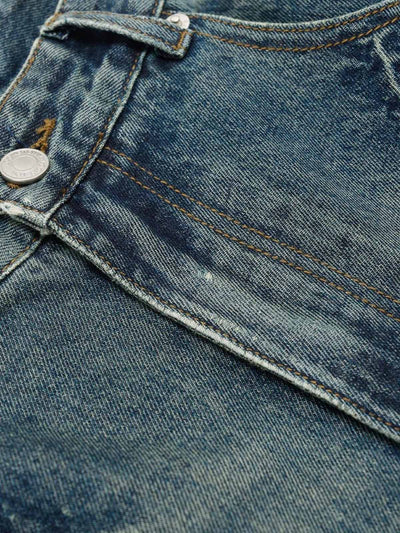 Washed Distressed Barrel Denim Jorts