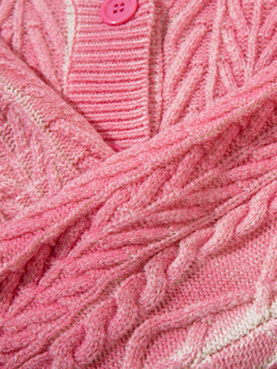 Cable Knit Cardigan Damaged Dirty Dyed Sweater