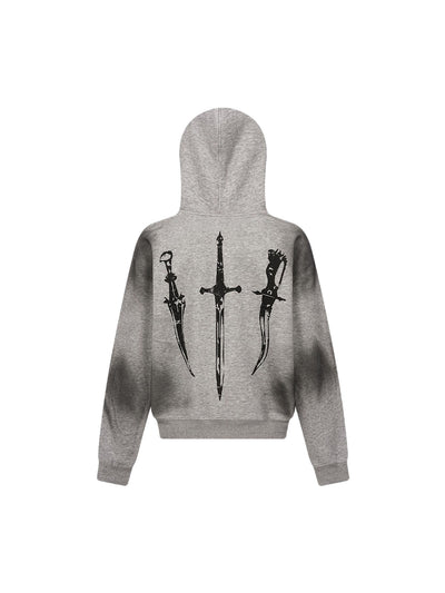 Wasteland Style Cardigan Zip UP Fur Hooded Jacket - 2279