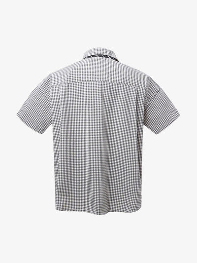 Tie Contrast Stitching Casual Plaid Shirt