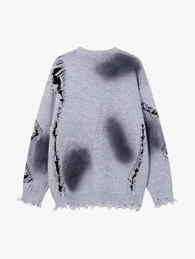 Raw Edge Damaged Dirty Dyed Niche  Sweatshirt