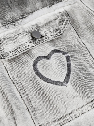 Distressed Denim Embroidery Jacket