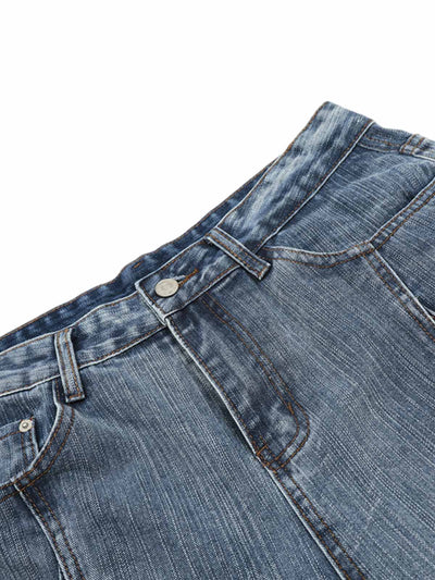 Washed Distressed Deconstructed Riveted Jorts