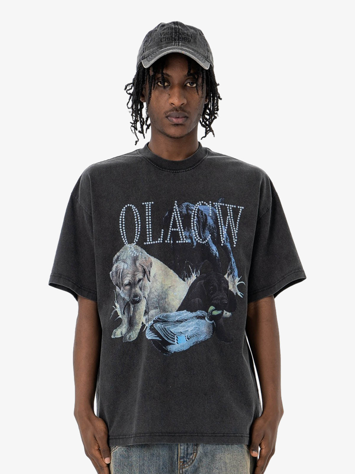 Vintage Fun Animal Dog Print T-shirt