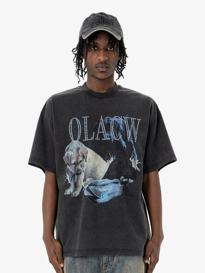 Vintage Fun Animal Dog Print T-shirt
