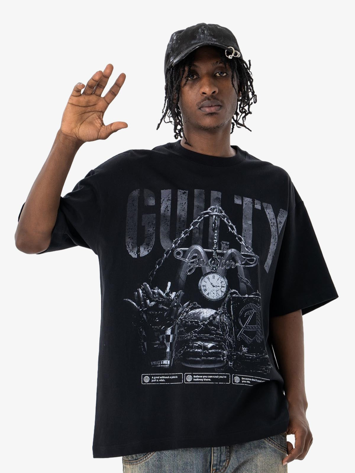 Vintage Chain Watch Print T-shirt