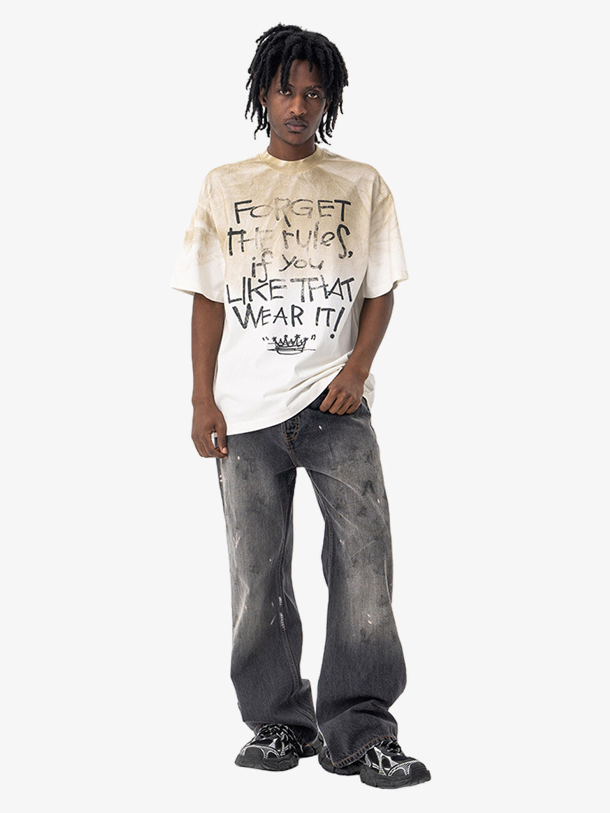Small Collar Spray Dirty Retro Cleanfit T-shirt