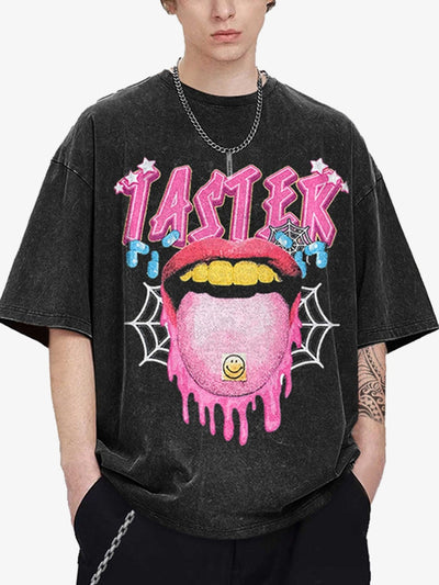 Creative Fun Big Tongue Print T-shirt - 2086