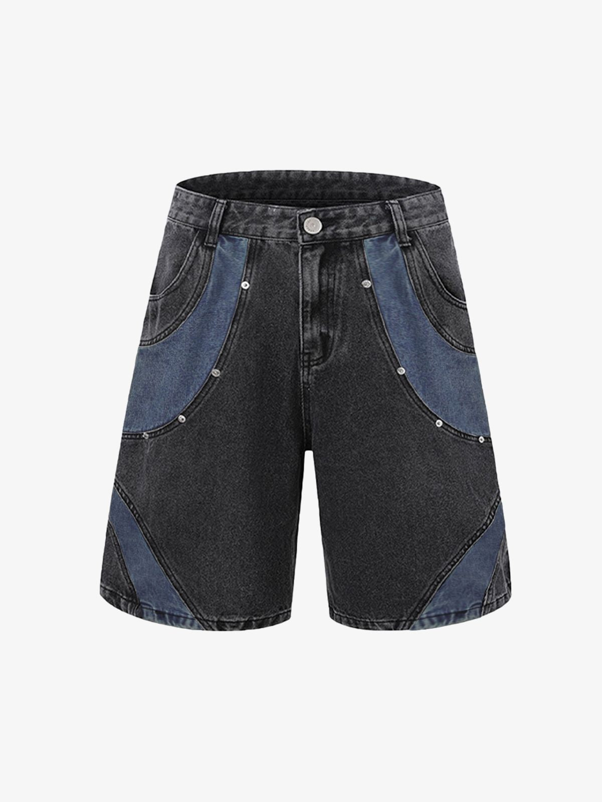 Deconstructed Patchwork Short-Sleeve Cropped Denim Set