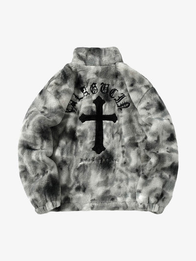 Heavy-Duty Faux Lambswool Tie-Dye Urban Jacket - 1558