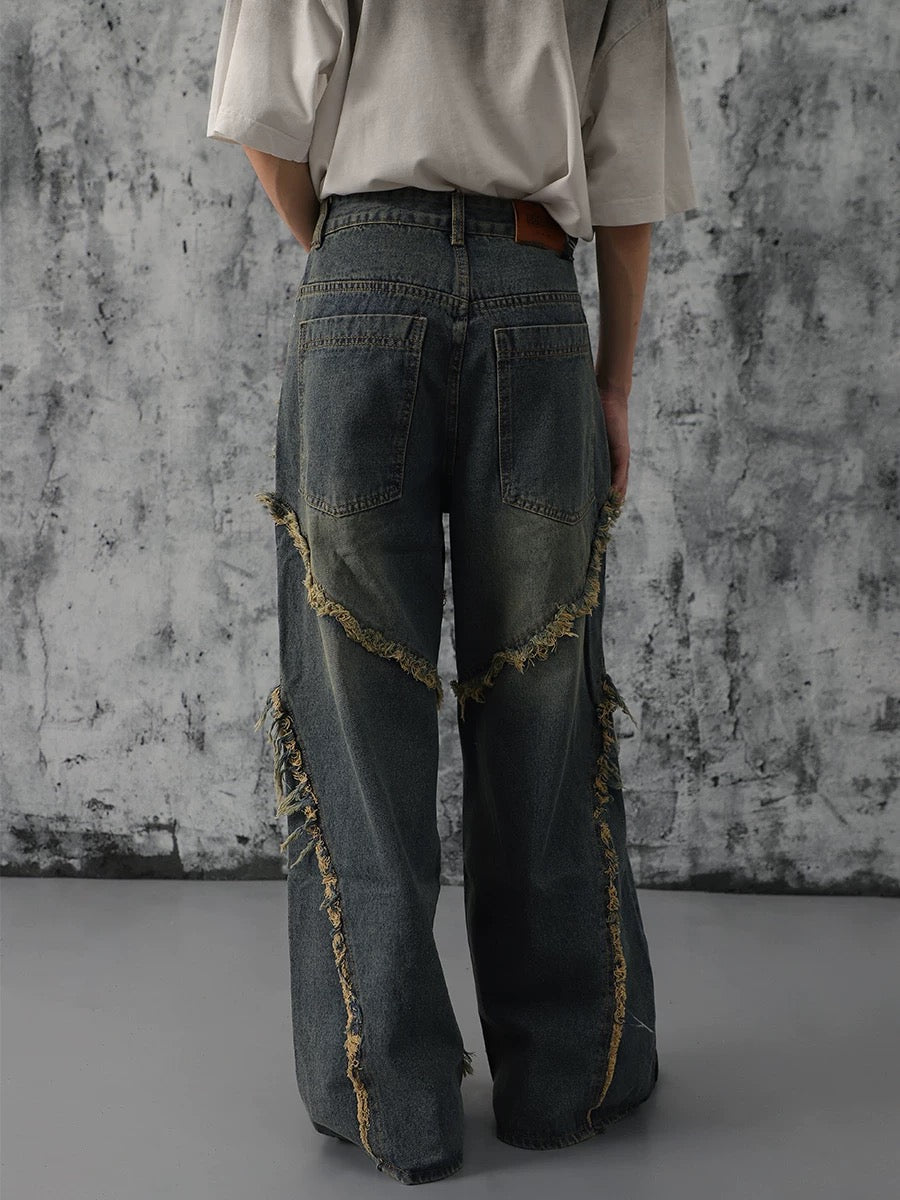 High Street Hip Hop Washed Distressed Jeans - 2069