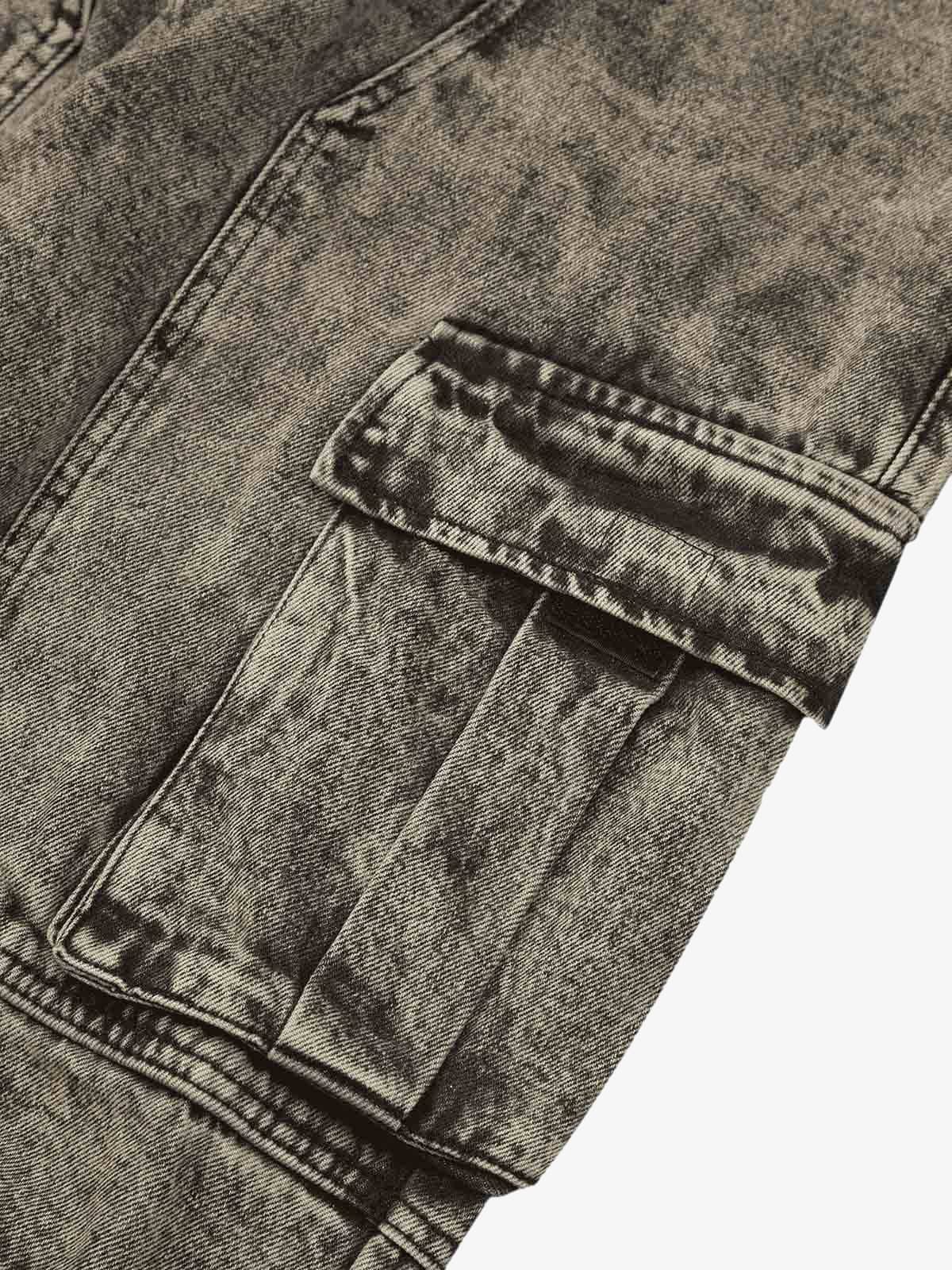 American Street Style Washed Distressed Work Jeans - 2354