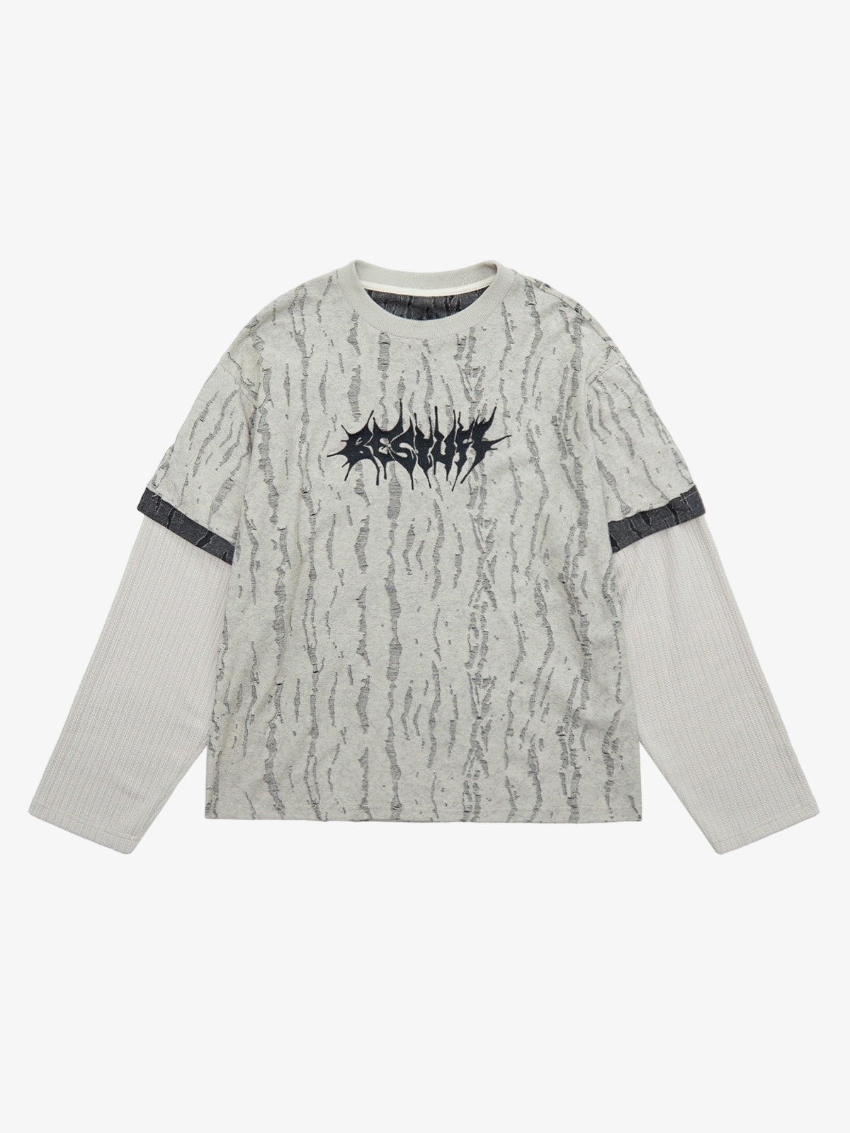 Thesupermade Faux Two-piece Distressed Woolen T-shirt - 2005