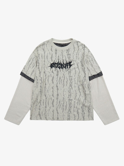 Thesupermade Faux Two-piece Distressed Woolen T-shirt - 2005