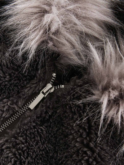 Fur Hooded Quilted Sherpa Jacket - 2304
