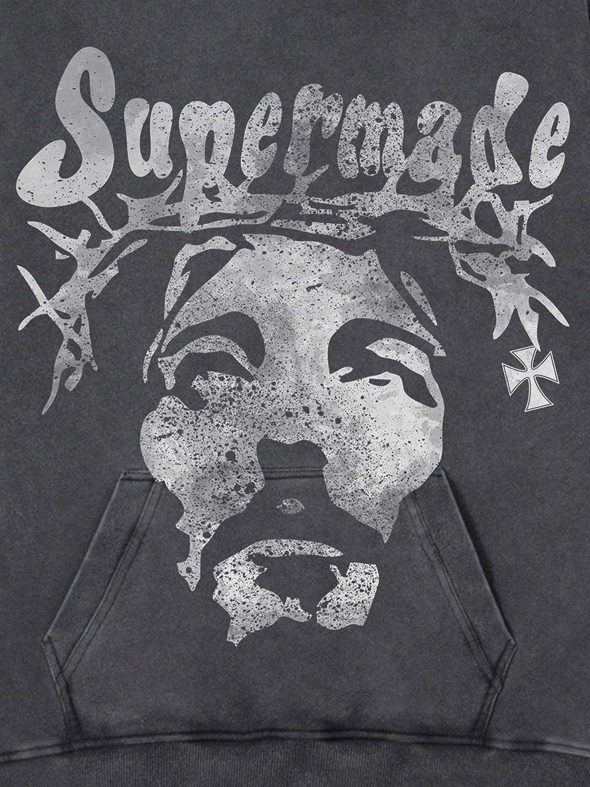Heavy Washed Jesus Graphic Hoodie - 1973