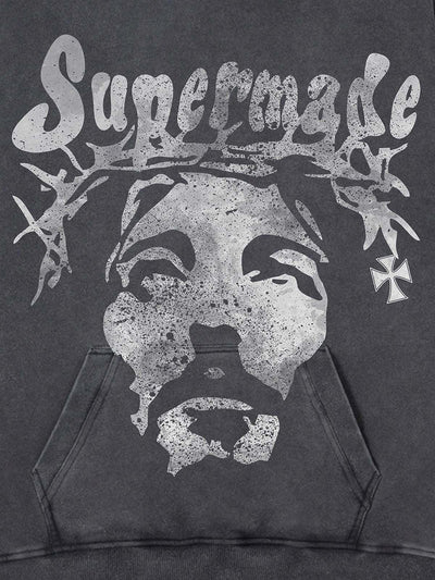 Heavy Washed Jesus Graphic Hoodie - 1973
