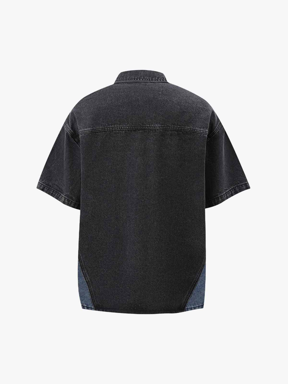 Deconstructed Patchwork Short-Sleeve Cropped Denim Set