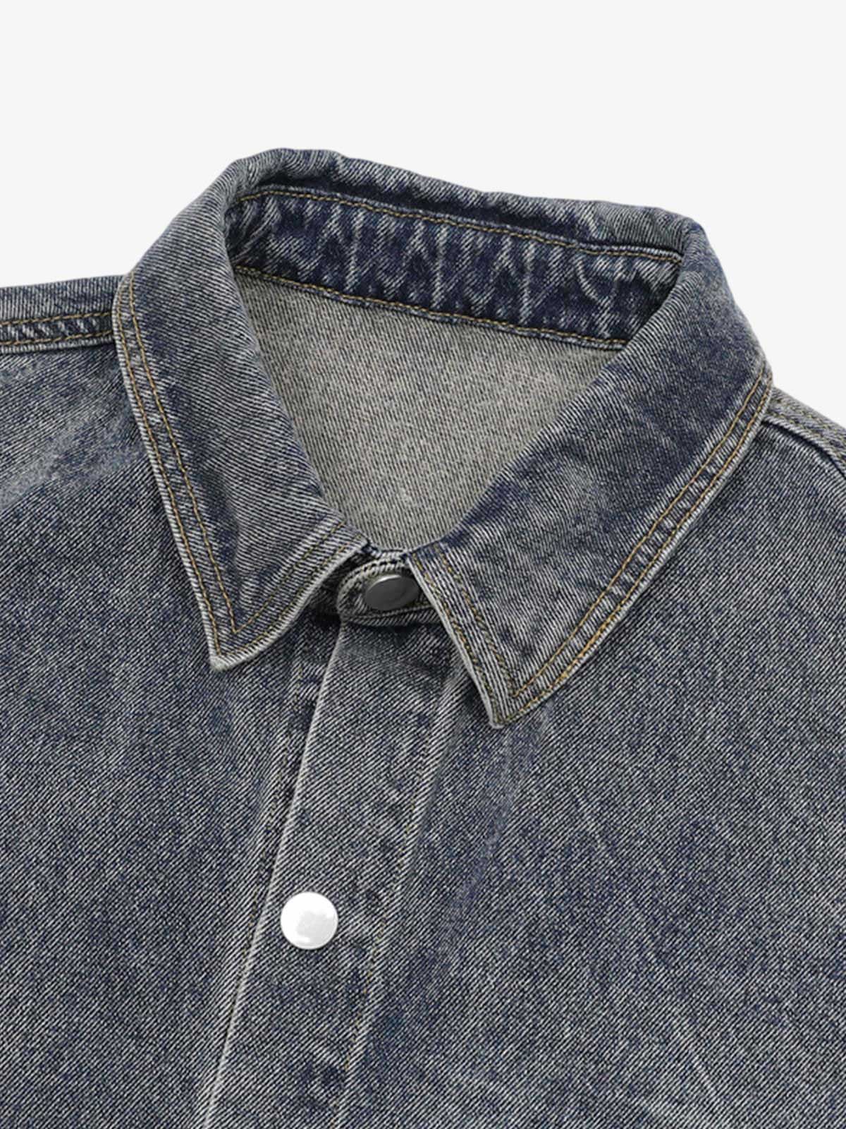 Patchwork Camouflage Ripped Shirt Jorts Denim Suit