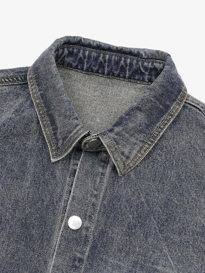 Patchwork Camouflage Ripped Shirt Jorts Denim Suit