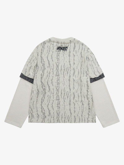 Thesupermade Faux Two-piece Distressed Woolen T-shirt - 2005