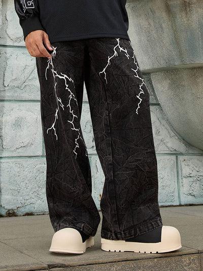 High Street Hip-hop Distressed Washed Jeans - 2185