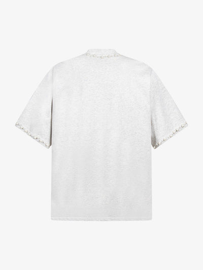 Elegant Pearl-Embellished Oversized T-Shirt