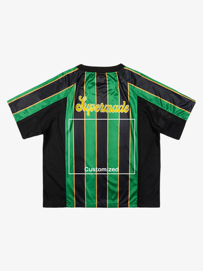 Original Retro Striped Spliced Sports Jersey T-Shirt - 2422