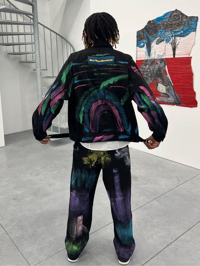 Hip-hop Hand-painted Graffiti Denim Jacket - 2010