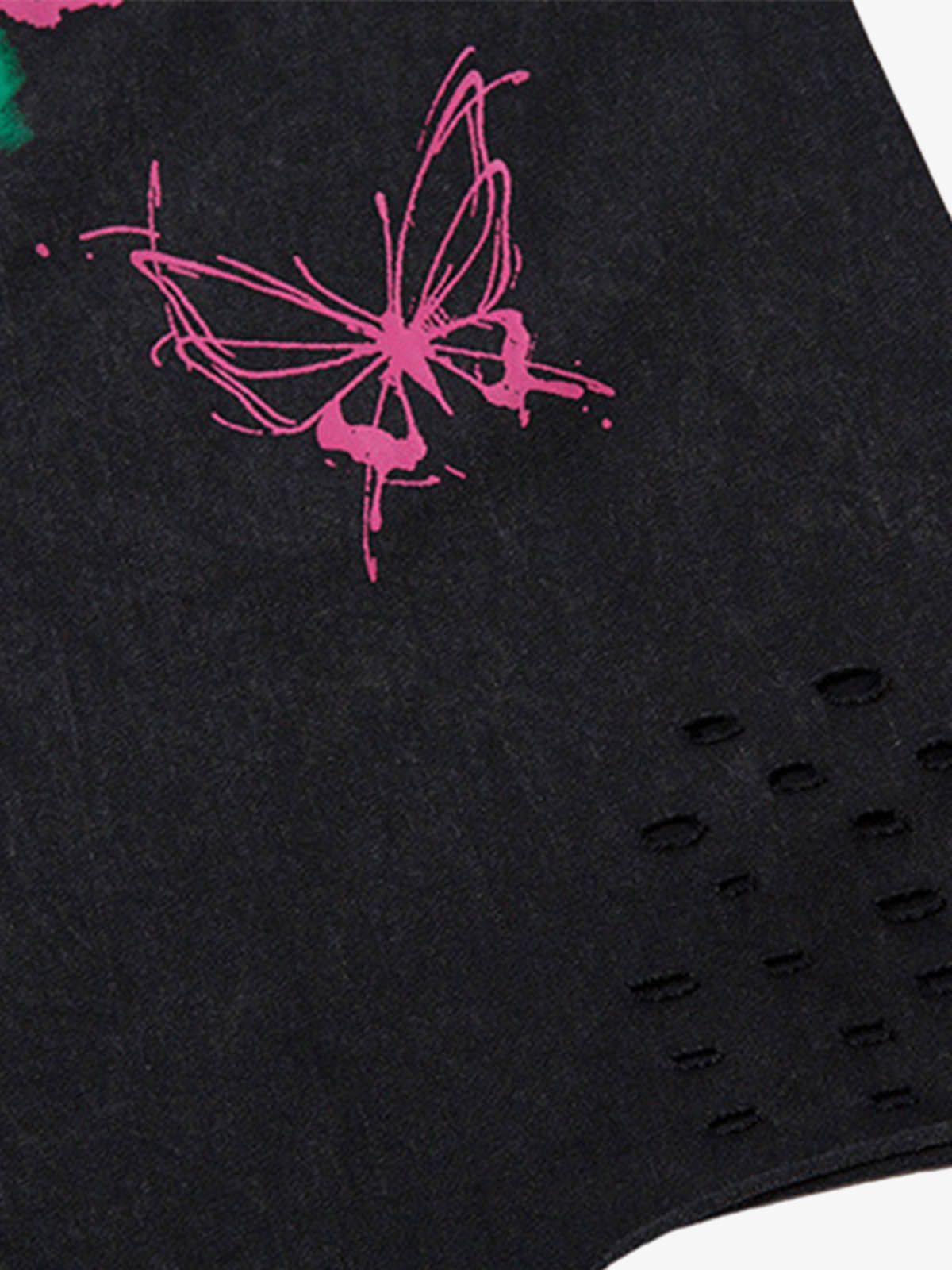 Raw Edge Butterfly Print Vest