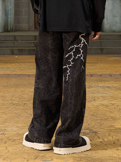 High Street Hip-hop Distressed Washed Jeans - 2185