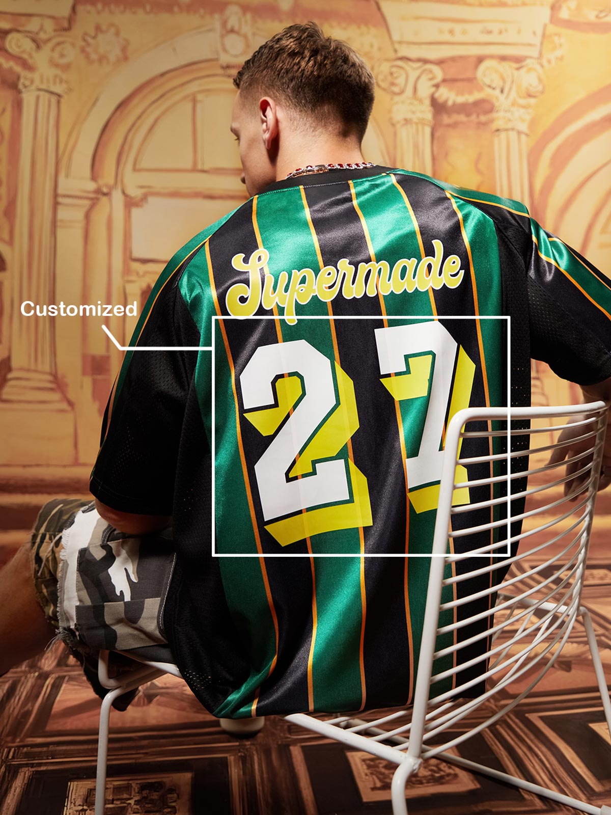 Original Retro Striped Spliced Sports Jersey T-Shirt - 2422